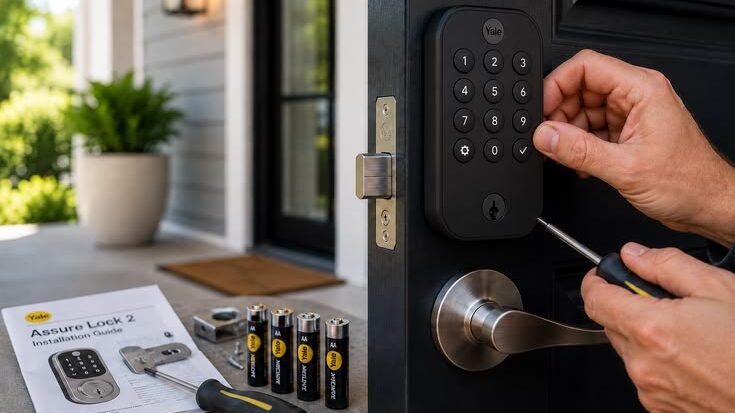 High-security door lock with keys showcasing professional lock installation services