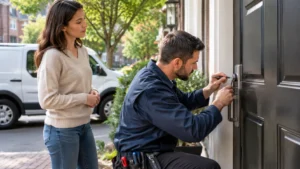 Emergency Locksmith in Cambridge MA helping with a residential lockout