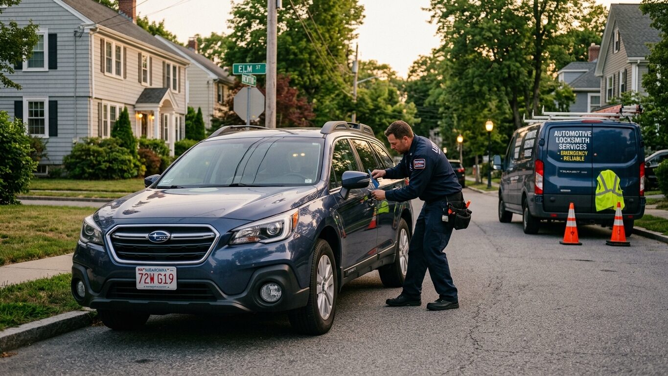Emergency locksmith in Newton MA providing professional car lockout service